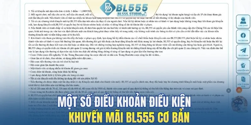 Một số điều khoản điều kiện khuyến mãi BL555 cơ bản